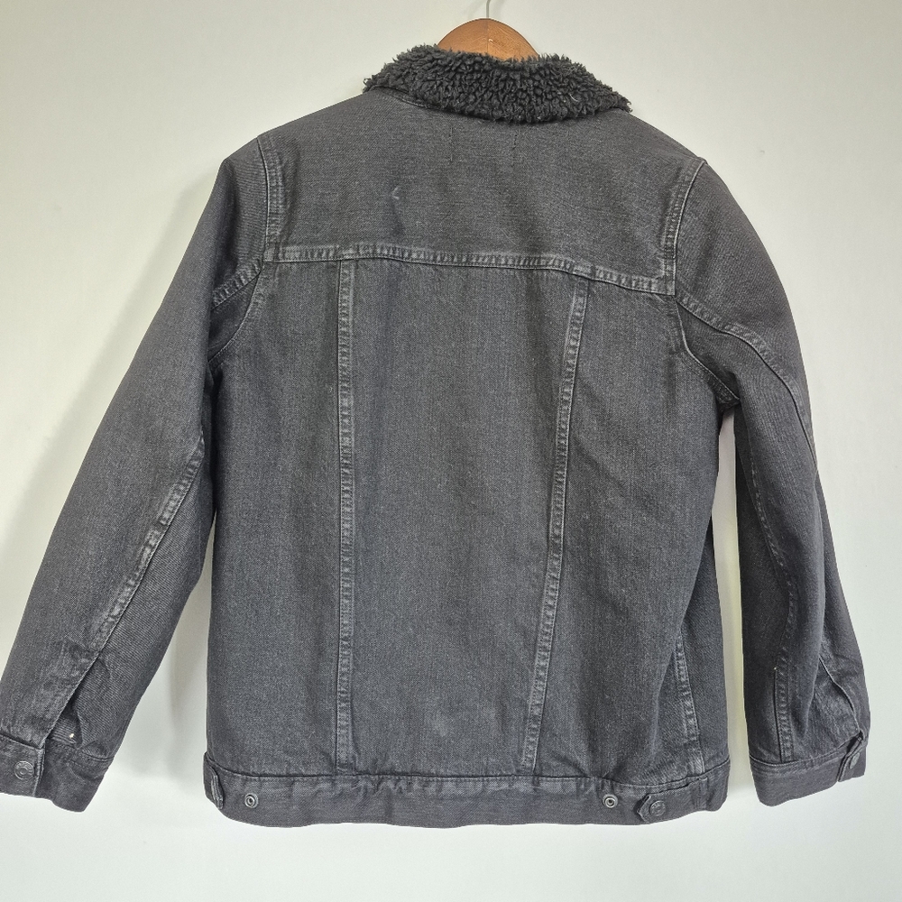 Madewell Sherpa Lined Black Denim Jacket See Measurements - Picture 2 of 11